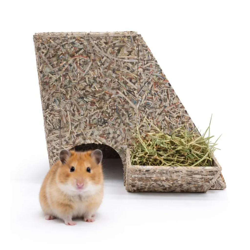 Casinha Ecológica para Hamster e para Roedores de porte pequeno com porta Feno 01